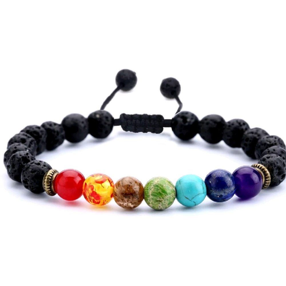 🕉️ 7 Chakra Healing Bead Bracelet | Lava 🕉️ - Picture 4 of 6